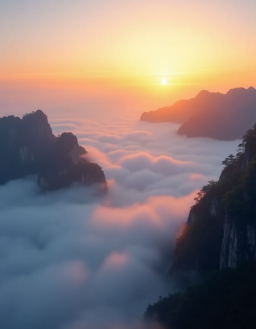 云海之上：航拍黄山日出